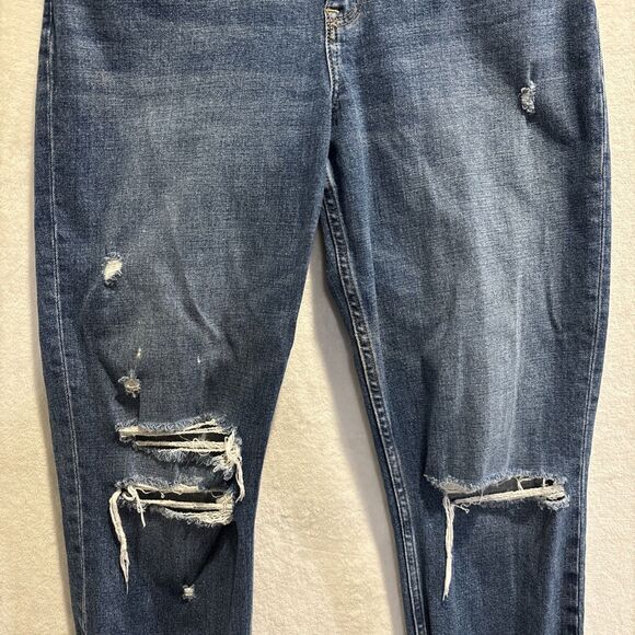 Abercrombie & Fitch The Mom High Rise Jeans Distressed Blue Denim Size 8 Stretch - Picture 4 of 12
